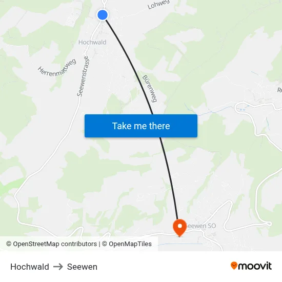 Hochwald to Seewen map