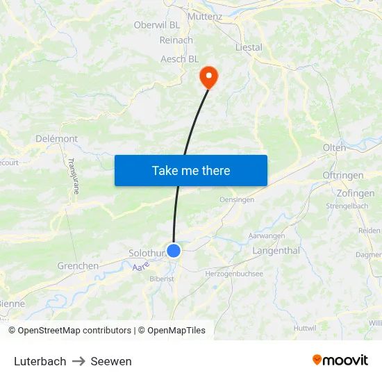 Luterbach to Seewen map