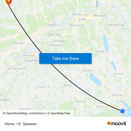 Horw to Seewen map