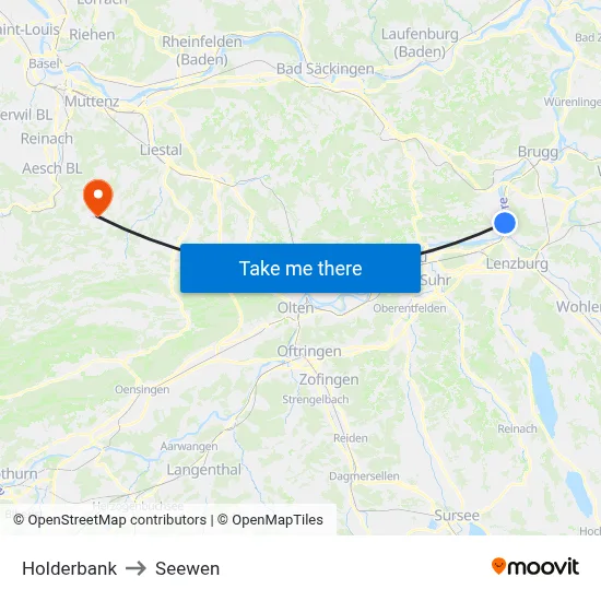 Holderbank to Seewen map