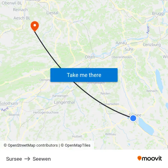 Sursee to Seewen map