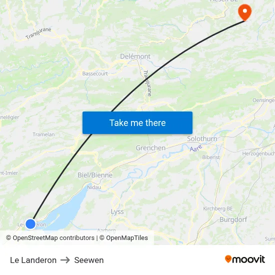 Le Landeron to Seewen map