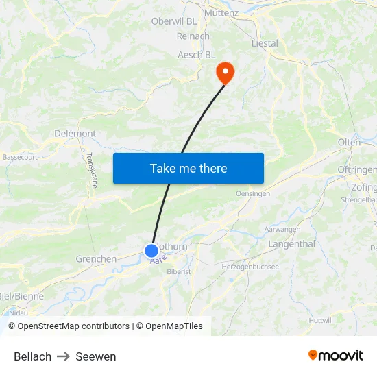 Bellach to Seewen map