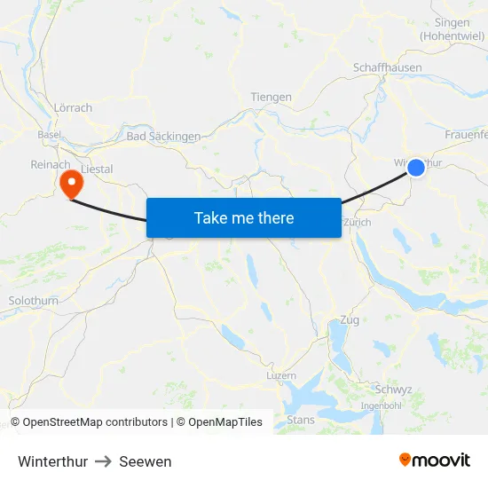 Winterthur to Seewen map