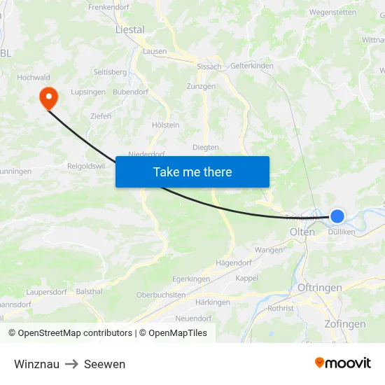 Winznau to Seewen map