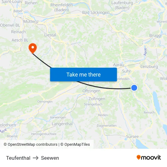 Teufenthal to Seewen map