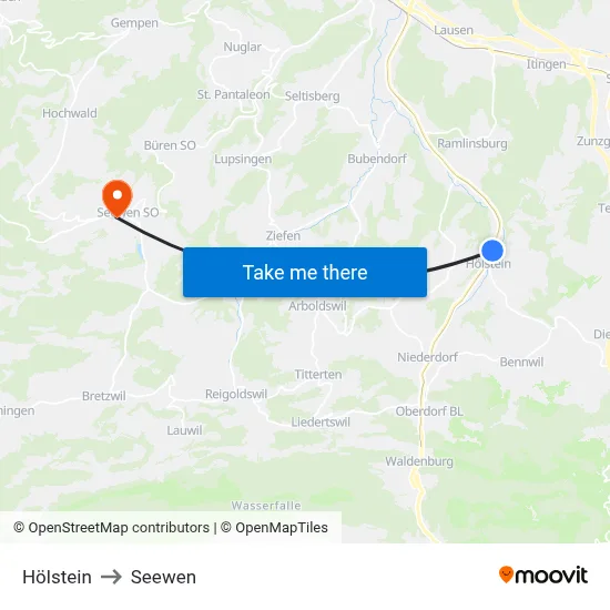 Hölstein to Seewen map