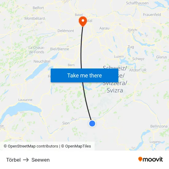 Törbel to Seewen map