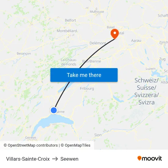 Villars-Sainte-Croix to Seewen map