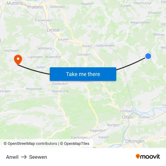 Anwil to Seewen map
