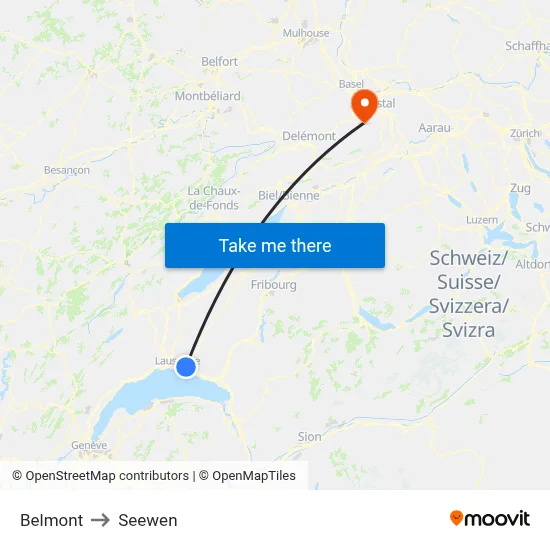 Belmont to Seewen map