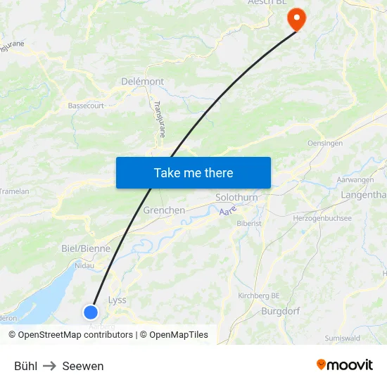 Bühl to Seewen map