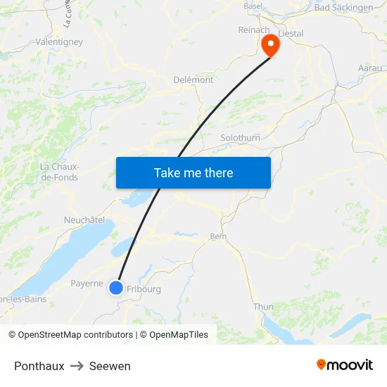 Ponthaux to Seewen map