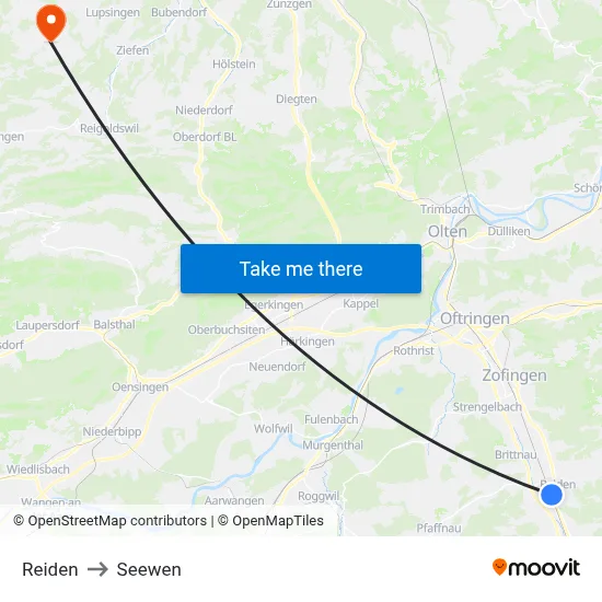 Reiden to Seewen map