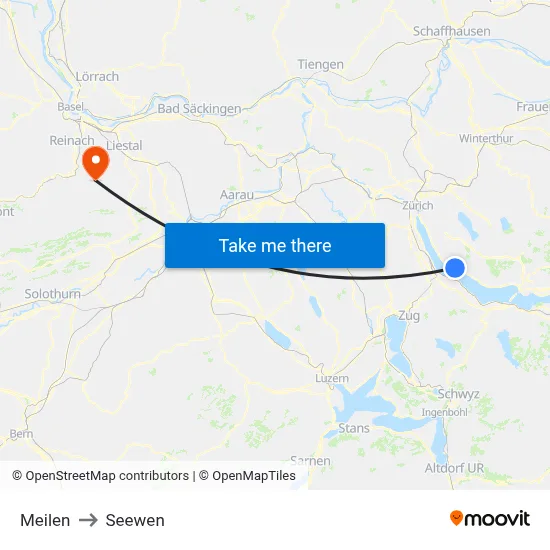Meilen to Seewen map