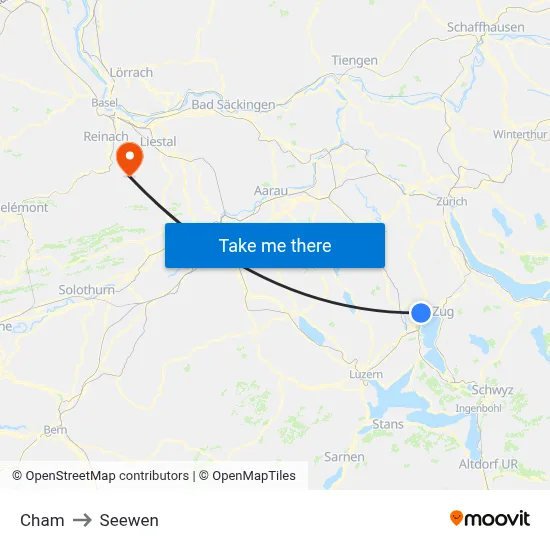 Cham to Seewen map