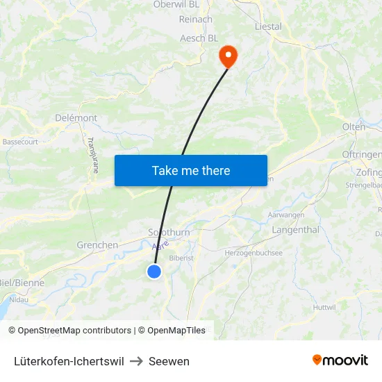 Lüterkofen-Ichertswil to Seewen map