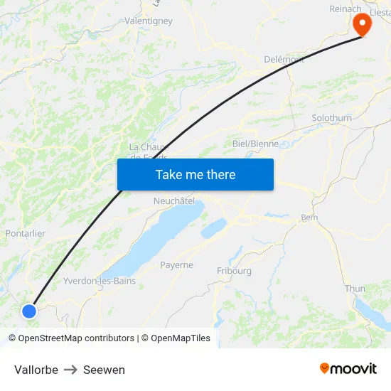 Vallorbe to Seewen map