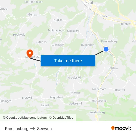 Ramlinsburg to Seewen map