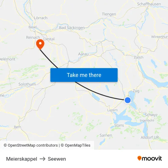 Meierskappel to Seewen map