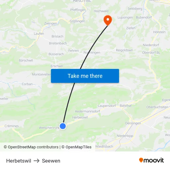 Herbetswil to Seewen map