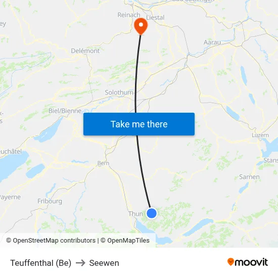 Teuffenthal (Be) to Seewen map