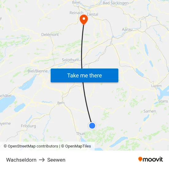 Wachseldorn to Seewen map