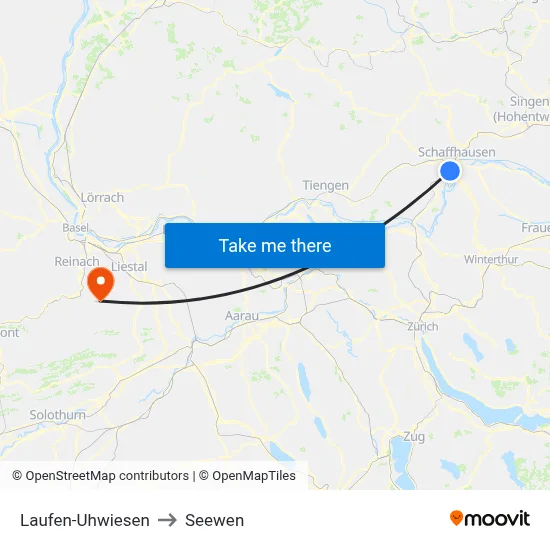 Laufen-Uhwiesen to Seewen map