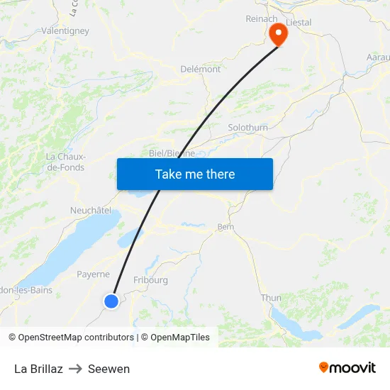 La Brillaz to Seewen map