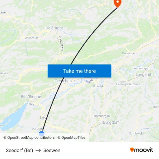 Seedorf (Be) to Seewen map