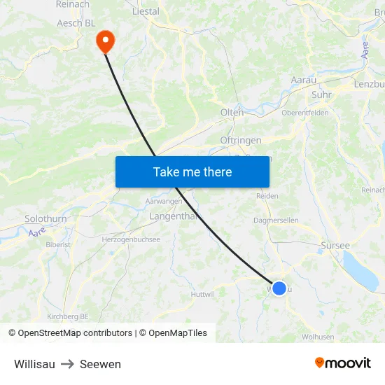 Willisau to Seewen map