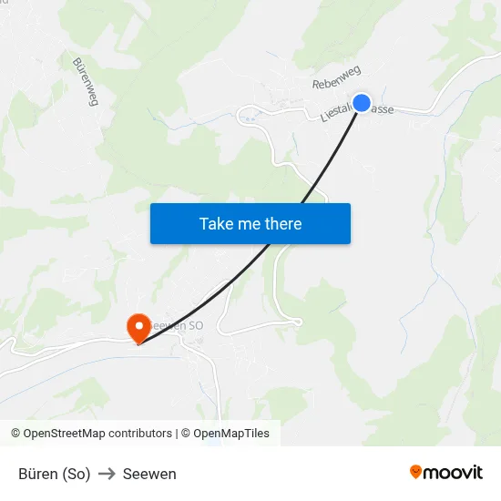 Büren (So) to Seewen map