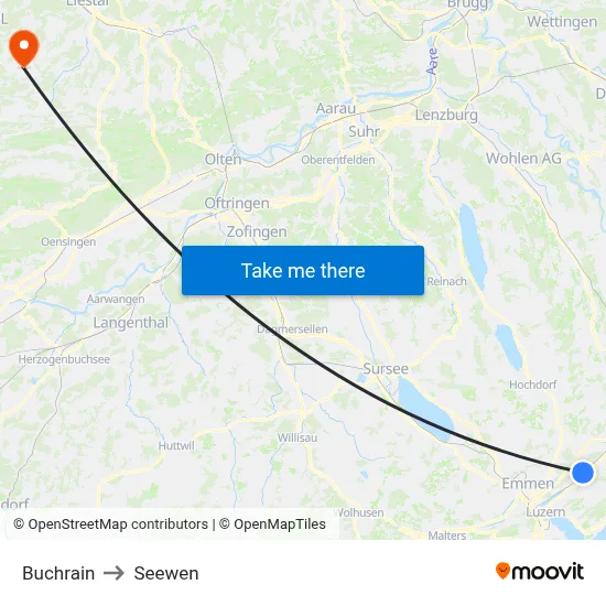 Buchrain to Seewen map
