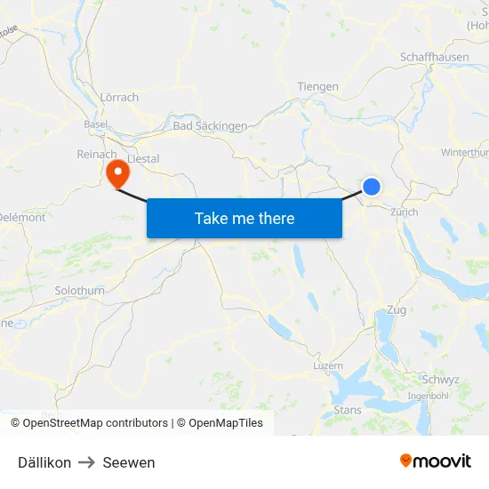 Dällikon to Seewen map