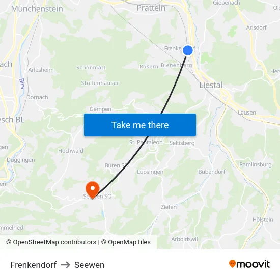 Frenkendorf to Seewen map