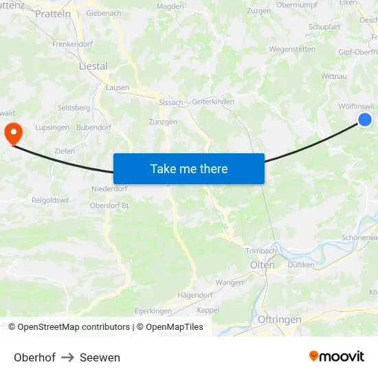 Oberhof to Seewen map