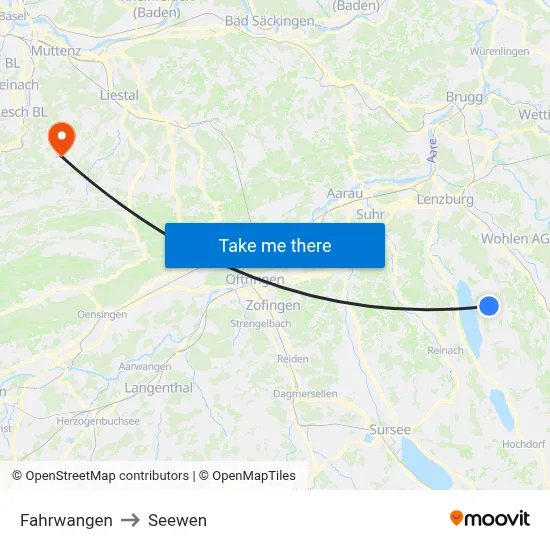 Fahrwangen to Seewen map