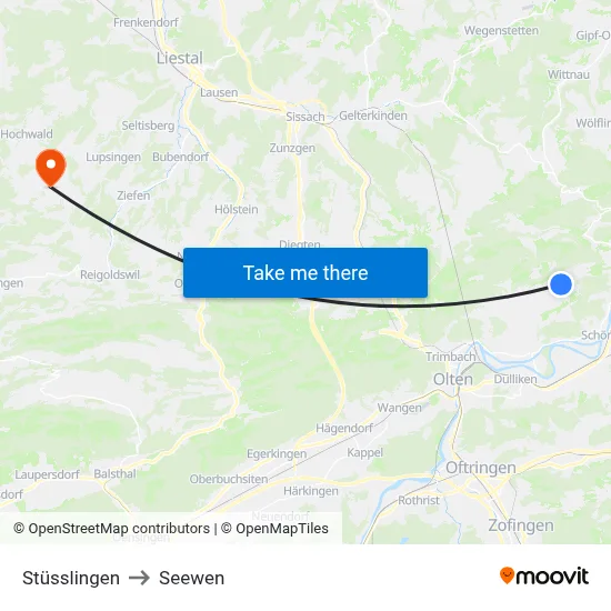 Stüsslingen to Seewen map