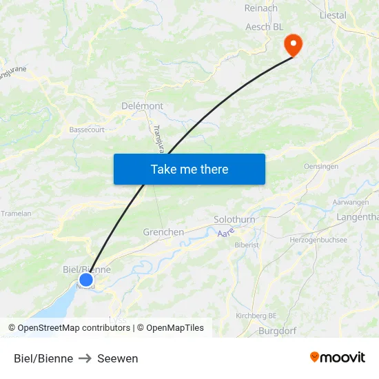 Biel/Bienne to Seewen map