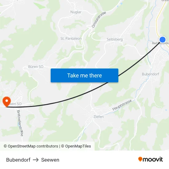 Bubendorf to Seewen map