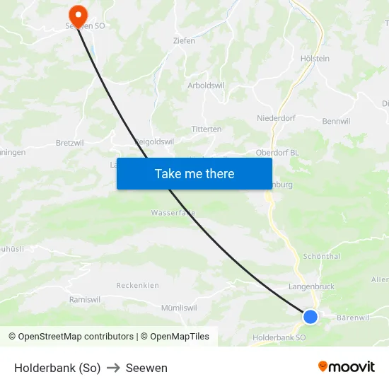 Holderbank (So) to Seewen map