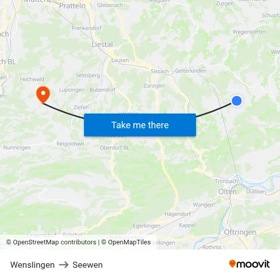 Wenslingen to Seewen map