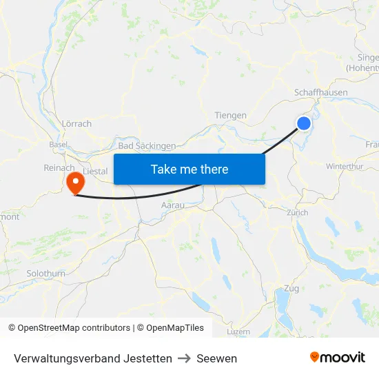 Verwaltungsverband Jestetten to Seewen map
