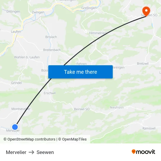 Mervelier to Seewen map