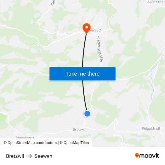 Bretzwil to Seewen map