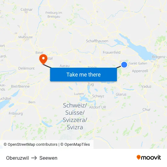 Oberuzwil to Seewen map