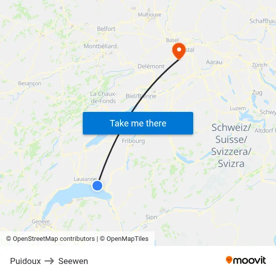 Puidoux to Seewen map