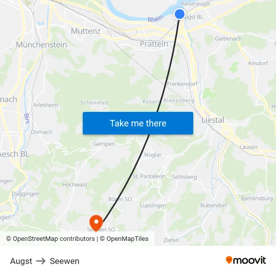 Augst to Seewen map
