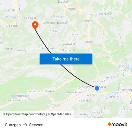 Gunzgen to Seewen map