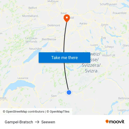 Gampel-Bratsch to Seewen map